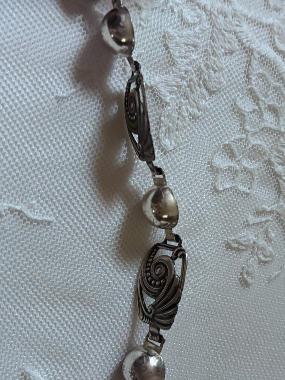 Sterling Silver Art Deco Style Women's Bracelet - Vintage 1920’s Stamped Links - Picture 10 of 14